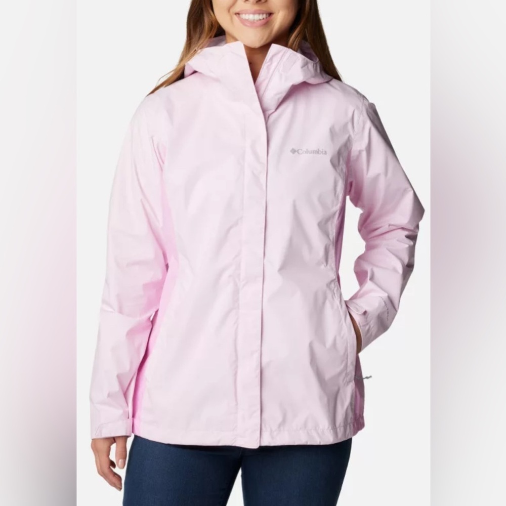 Columbia Arcadia II Rain Jacket, Light Pink, Size Medium